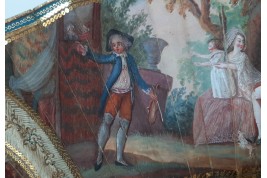 Le théatre de marionnettes et les amoureux, éventail vers 1770-80