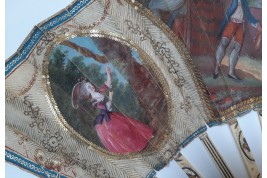 Le théatre de marionnettes et les amoureux, éventail vers 1770-80