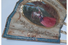 Le théatre de marionnettes et les amoureux, éventail vers 1770-80