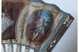 Le théatre de marionnettes et les amoureux, éventail vers 1770-80