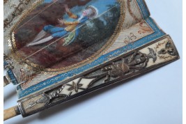 Le théatre de marionnettes et les amoureux, éventail vers 1770-80