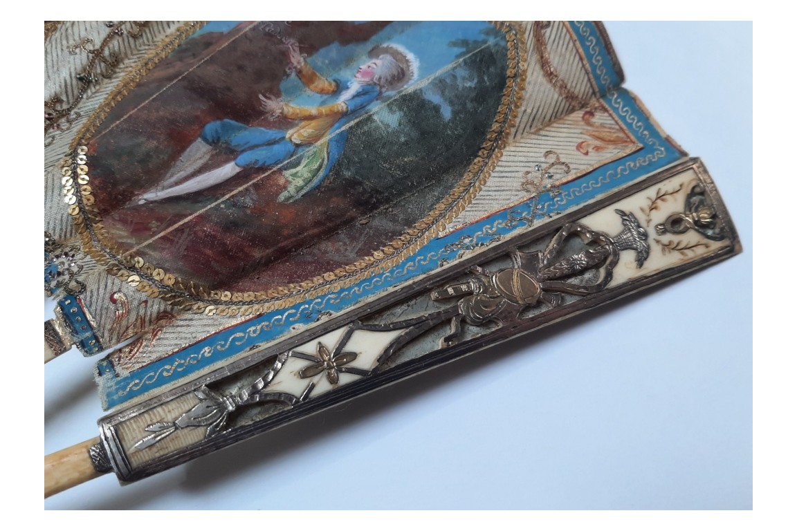 Le théatre de marionnettes et les amoureux, éventail vers 1770-80