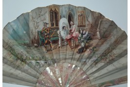 Colombine portraying Harlequin, fan circa 1870-80