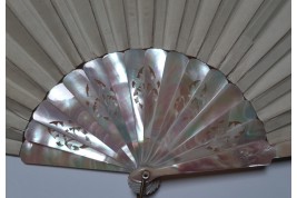 Colombine portraying Harlequin, fan circa 1870-80