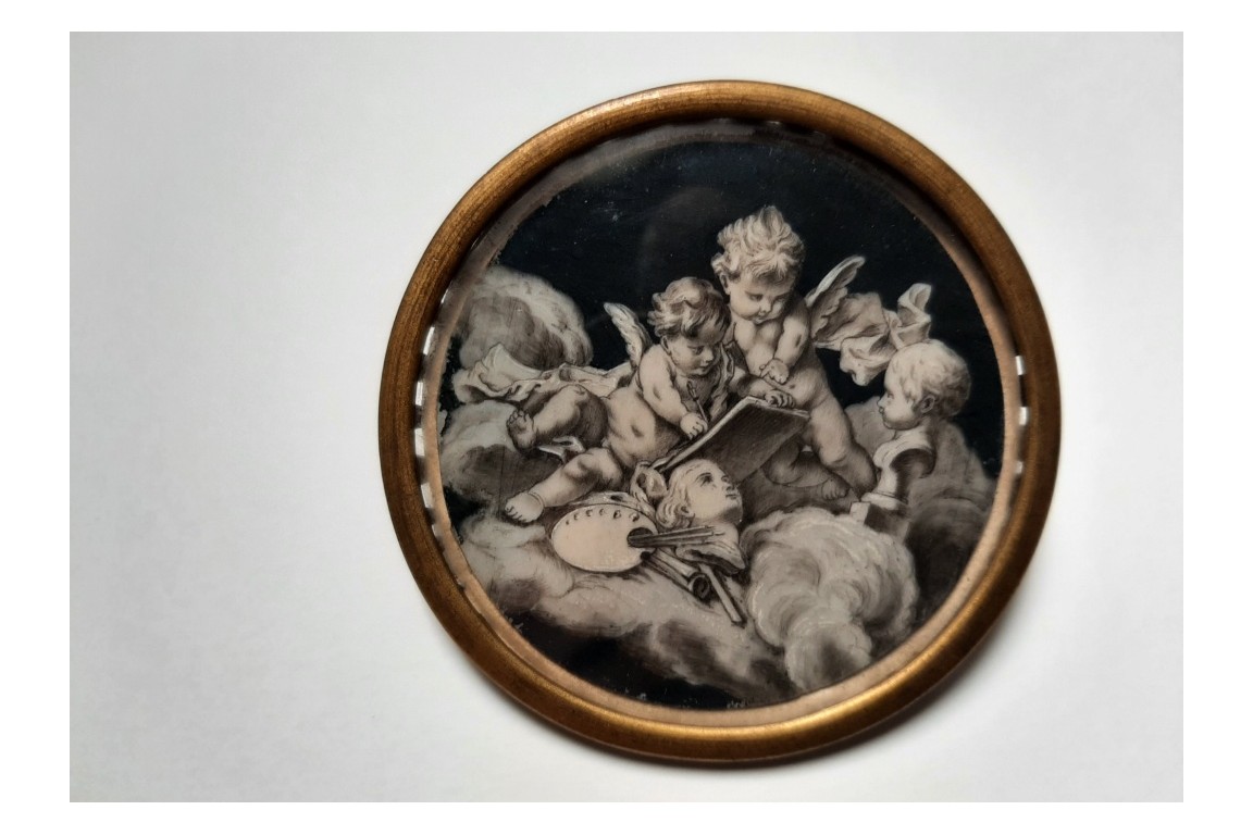 Les putti dessinant, miniature XVIIIème