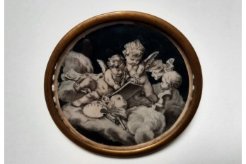 Les putti dessinant, miniature XVIIIème