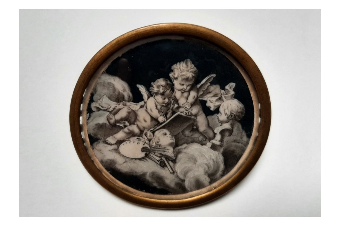 Les putti dessinant, miniature XVIIIème