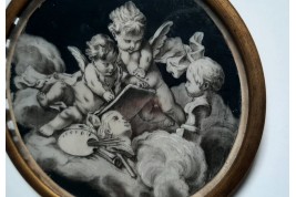 Les putti dessinant, miniature XVIIIème