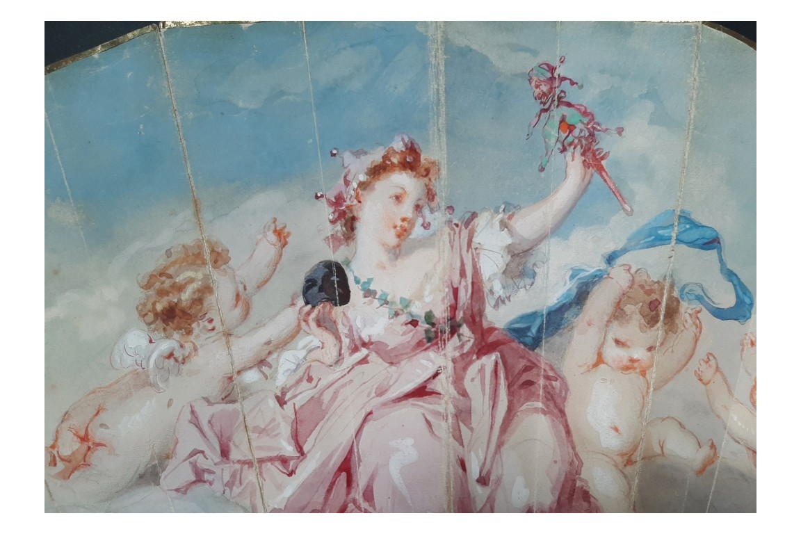 Comedy and Tragedy, fan by Edouard de Beaumont, circa 1865
