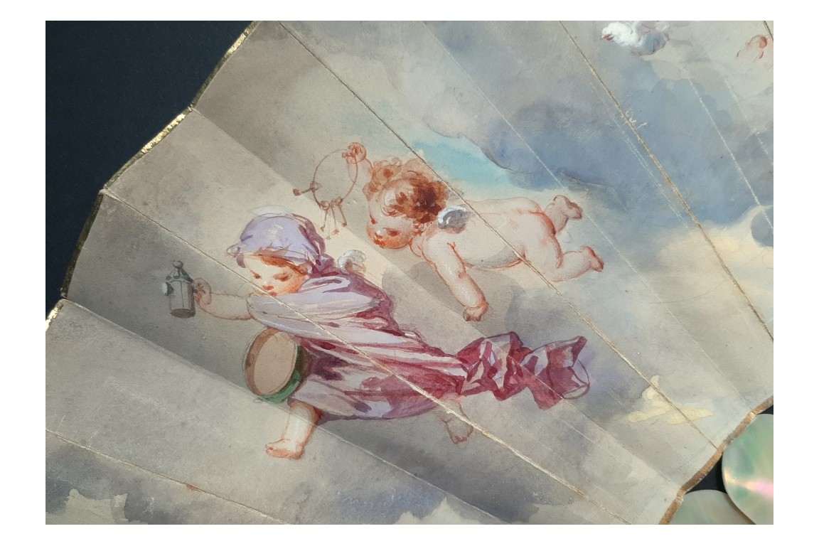 Comedy and Tragedy, fan by Edouard de Beaumont, circa 1865
