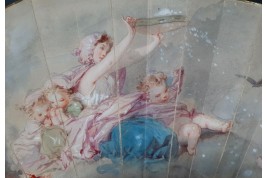 Comedy and Tragedy, fan by Edouard de Beaumont, circa 1865