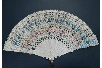 Punched card fan, for left-handed, Spain circa 1860-70