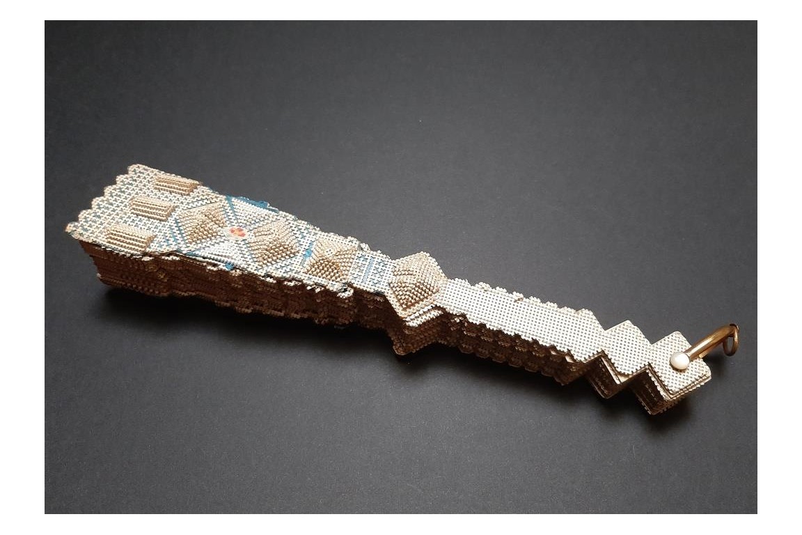 Punched card fan, for left-handed, Spain circa 1860-70