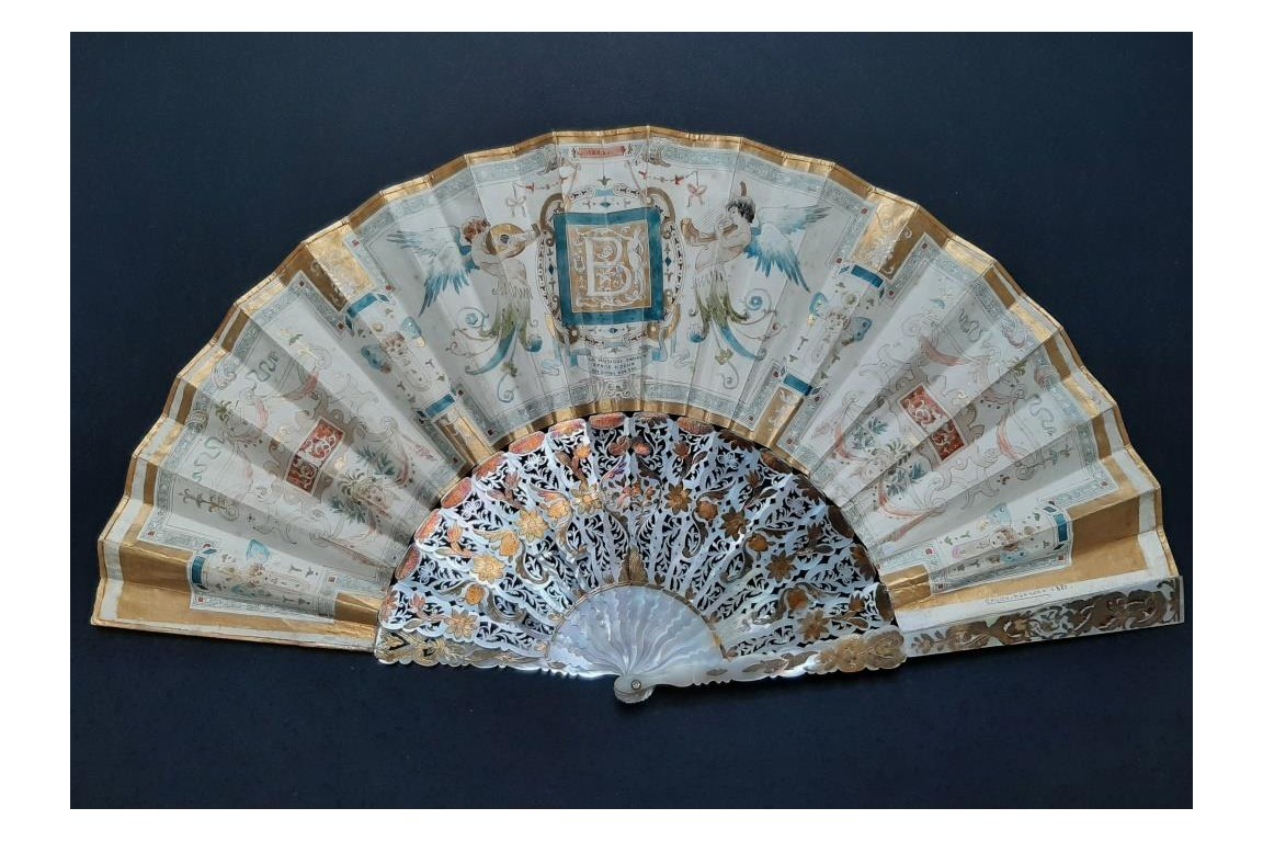 Music and Poetry, fan by Cassien-Bernard, 1882-83