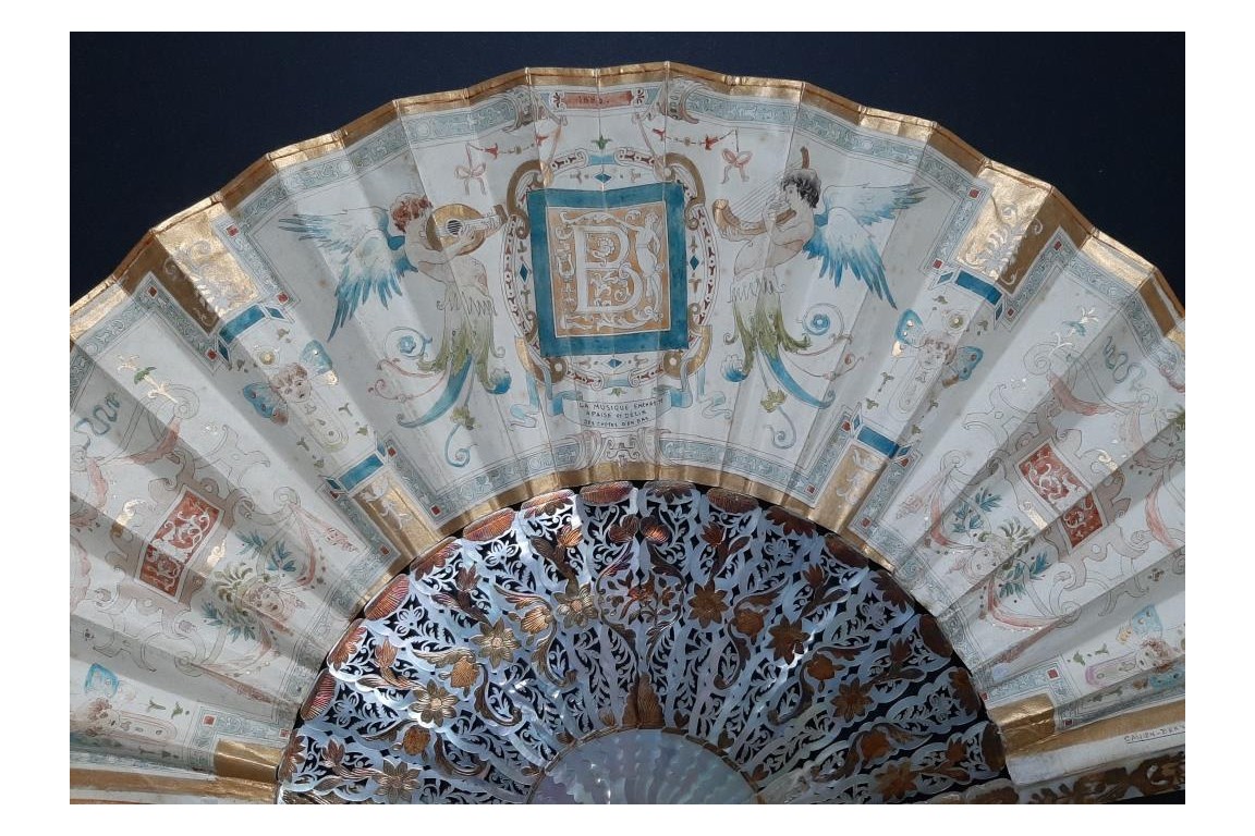 Music and Poetry, fan by Cassien-Bernard, 1882-83