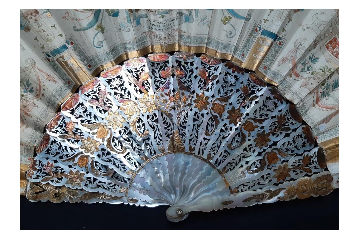 Music and Poetry, fan by Cassien-Bernard, 1882-83