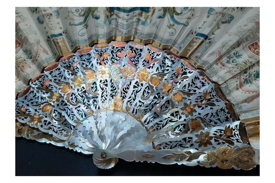 Music and Poetry, fan by Cassien-Bernard, 1882-83