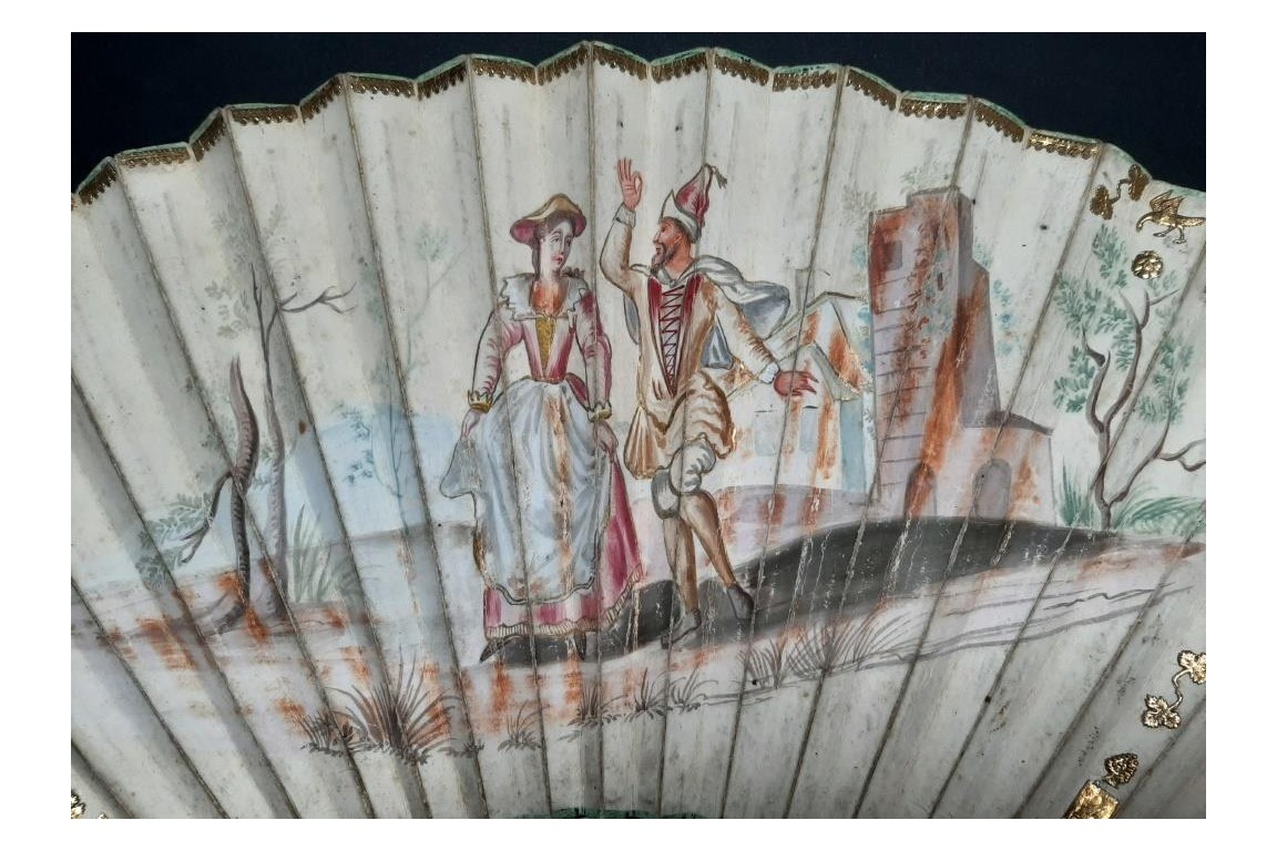 Dance and Harlequin, fan circa 1700-1720