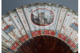 The temple of Vesta at Tivoli, Grand Tour fan, circa 1790-1800