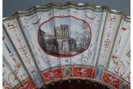 The temple of Vesta at Tivoli, Grand Tour fan, circa 1790-1800