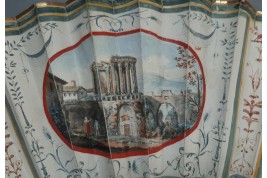 The temple of Vesta at Tivoli, Grand Tour fan, circa 1790-1800