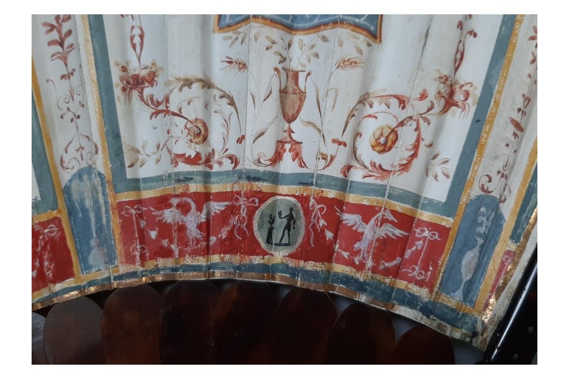 The temple of Vesta at Tivoli, Grand Tour fan, circa 1790-1800