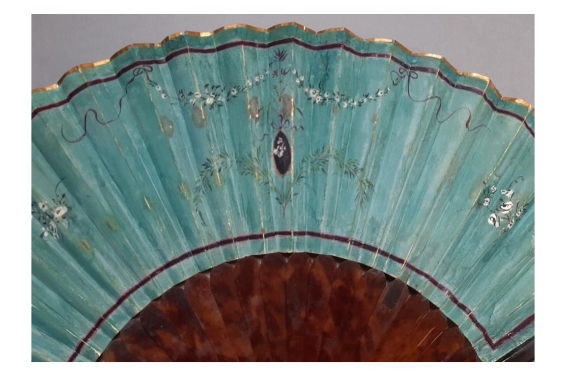 The temple of Vesta at Tivoli, Grand Tour fan, circa 1790-1800