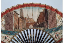 Eglise San Giorgio in Velabro, à Rome, éventail du Grand Tour vers 1780