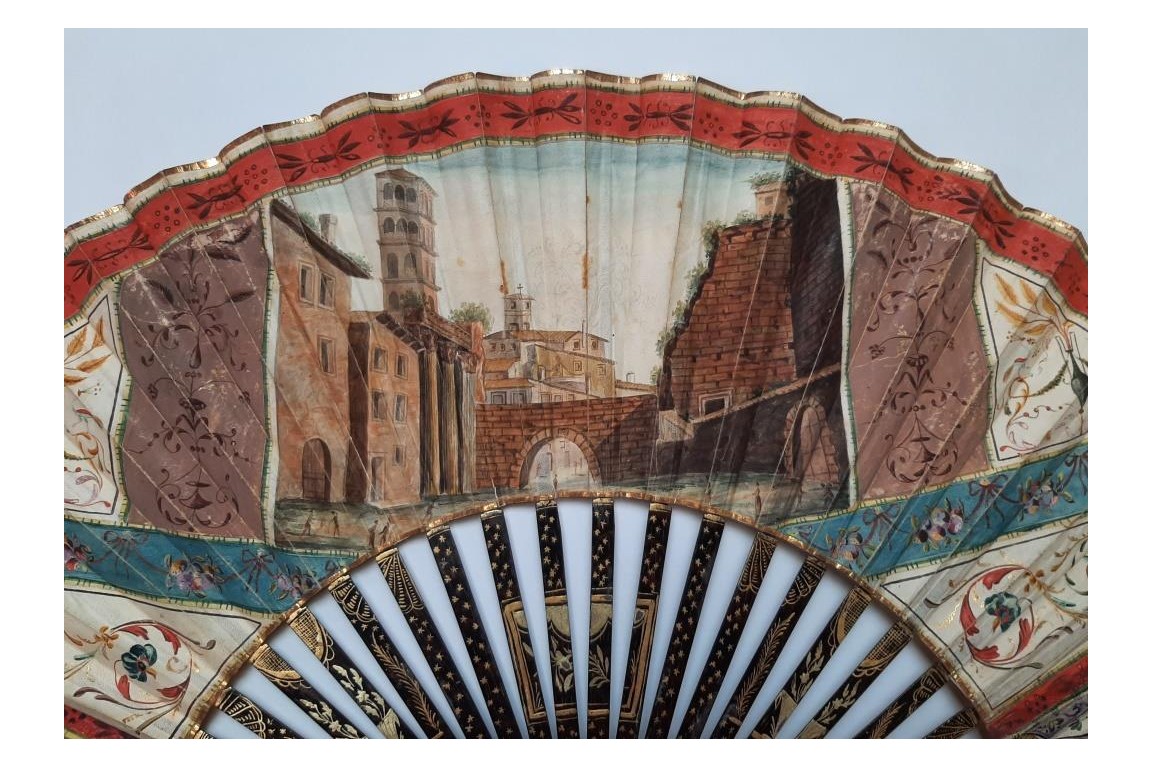 Eglise San Giorgio in Velabro, à Rome, éventail du Grand Tour vers 1780