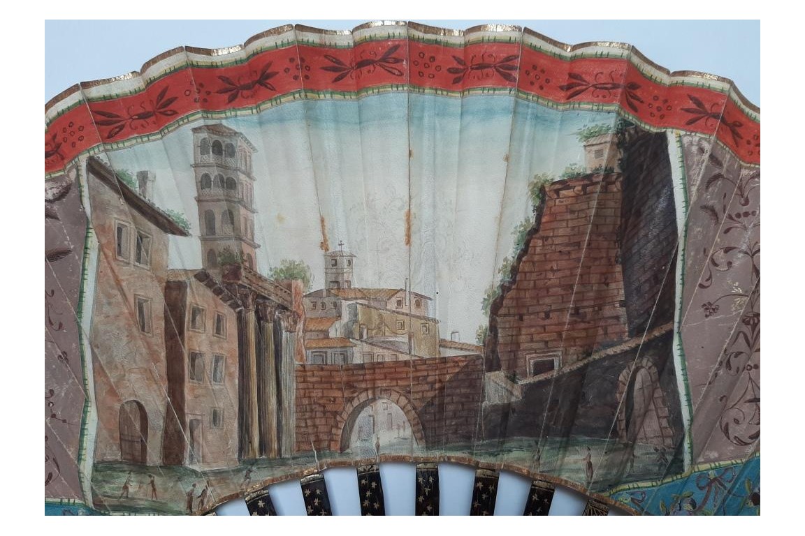 Eglise San Giorgio in Velabro, à Rome, éventail du Grand Tour vers 1780