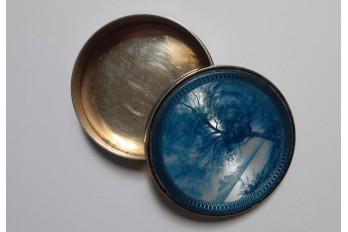 Blue landscape, enamelled box circa 1900