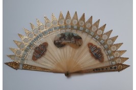 Small landscape with ruins, fan circa 1825-30