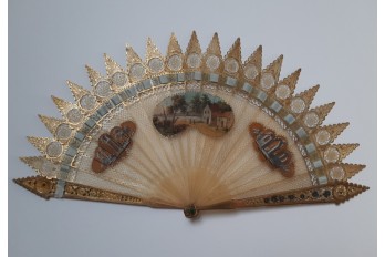 Small landscape with ruins, fan circa 1825-30