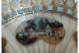 Small landscape with ruins, fan circa 1825-30