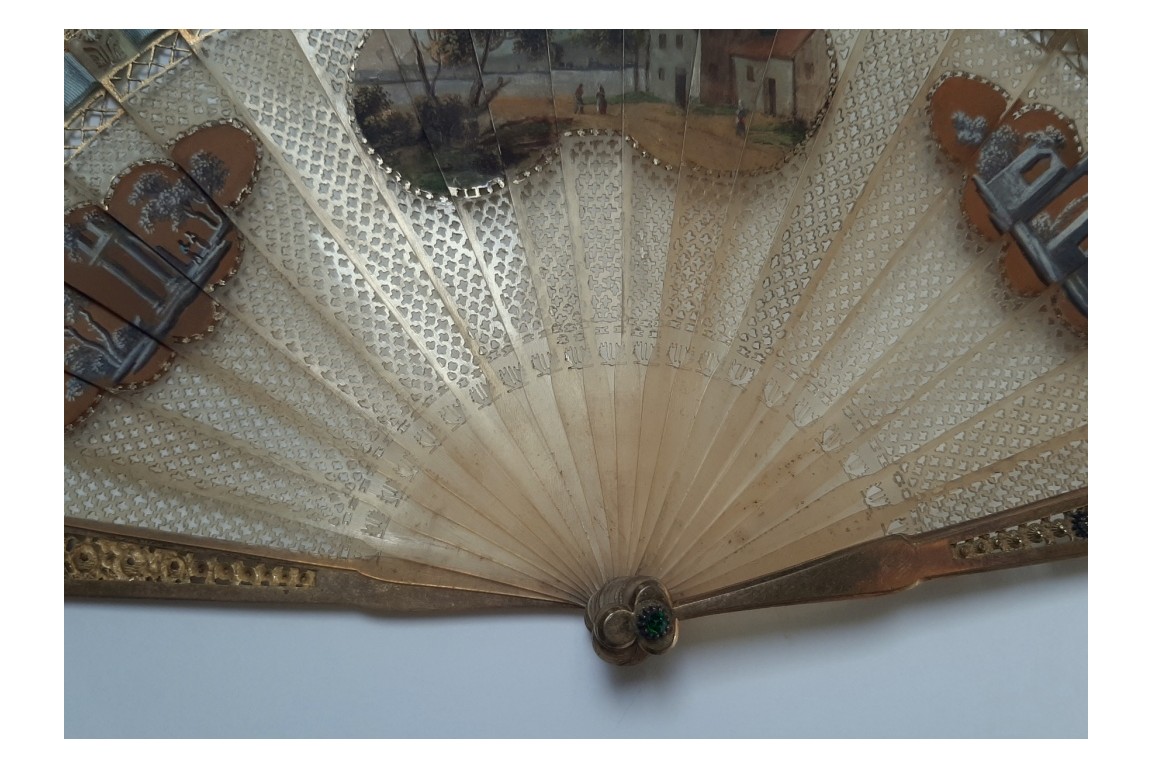 Small landscape with ruins, fan circa 1825-30