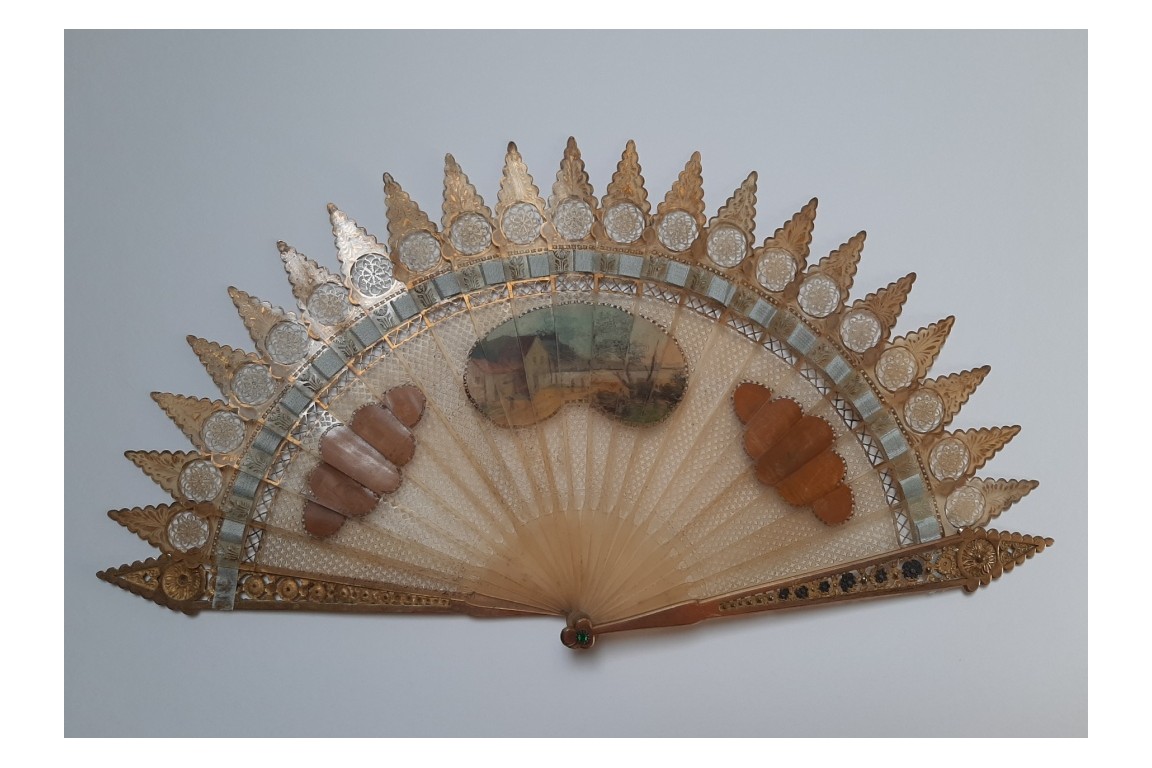 Small landscape with ruins, fan circa 1825-30