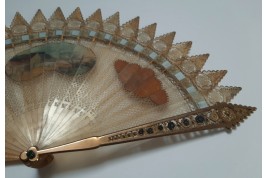 Small landscape with ruins, fan circa 1825-30