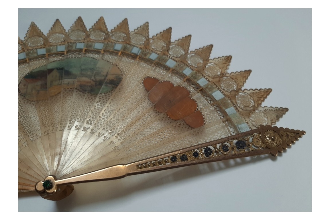 Small landscape with ruins, fan circa 1825-30
