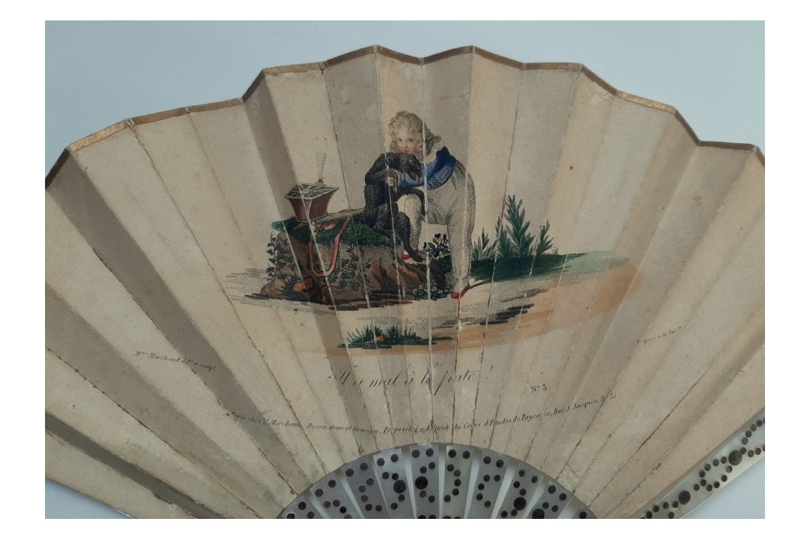 The king of Rome and his dog, lorgnette fan, circa 1816