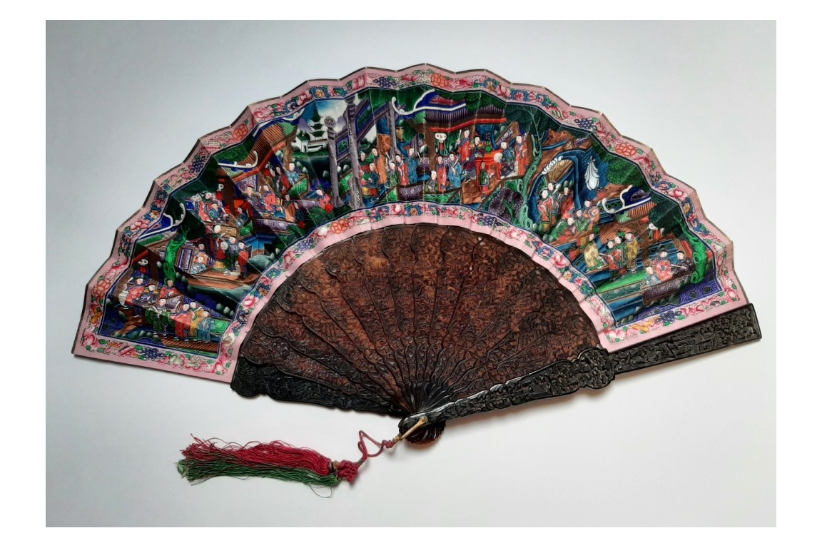Chinese terraces, 19th century fan