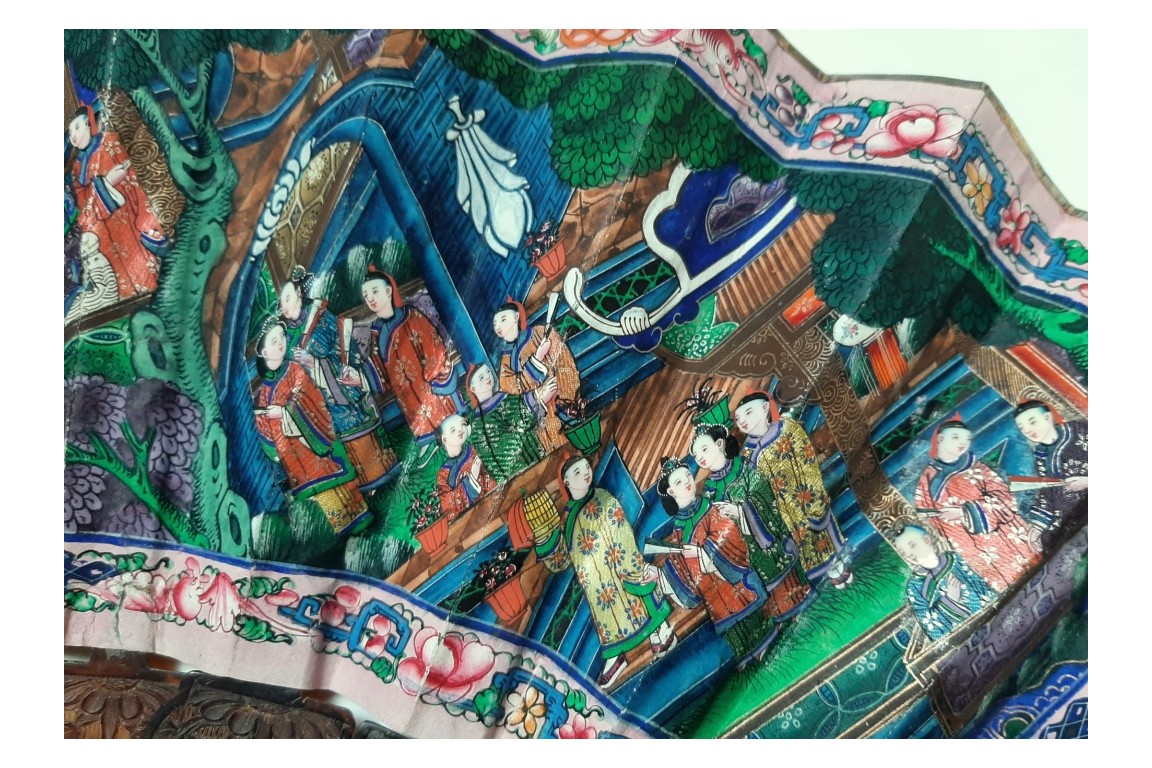 Terrasses chinoises, éventail XIXème siècle