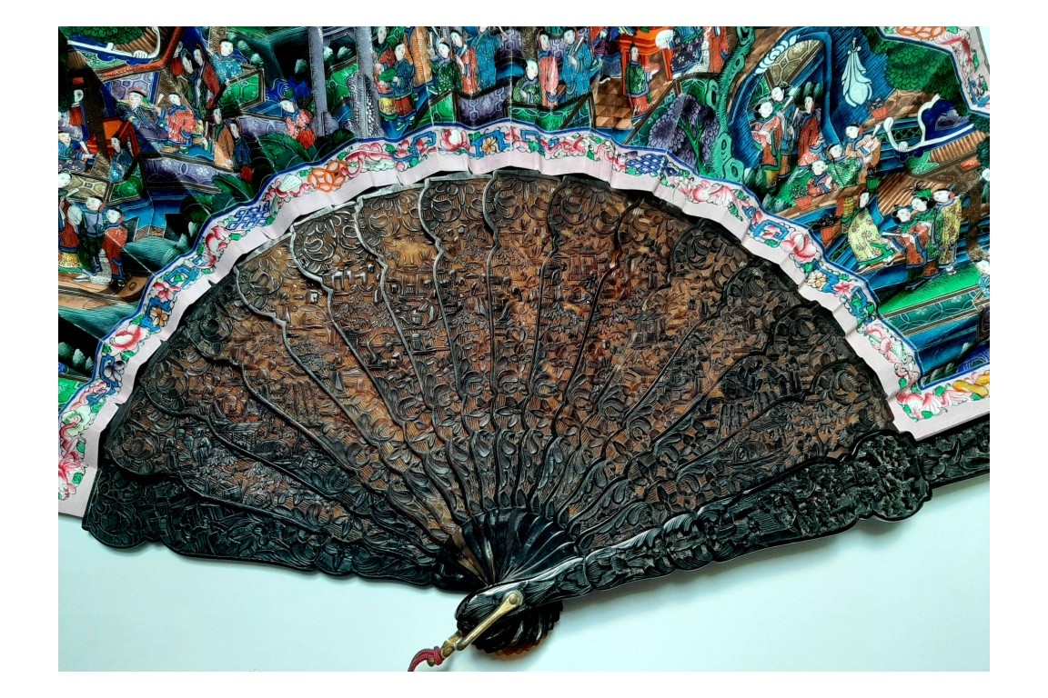 Chinese terraces, 19th century fan