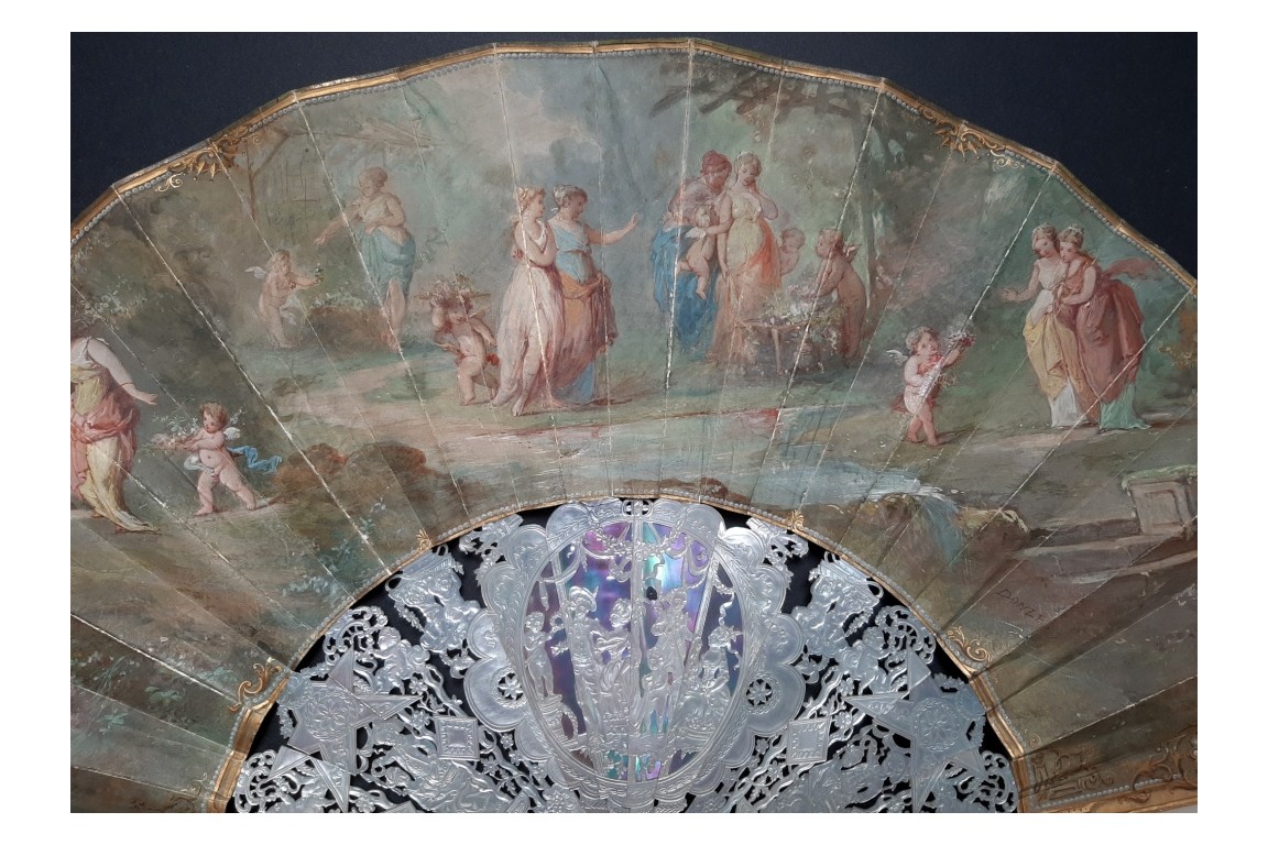 Stars and flowers of love, fan by Donzel around 1865