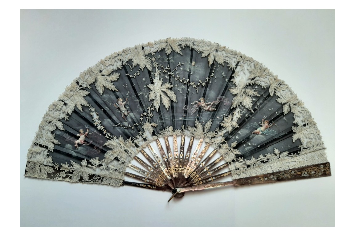 Angels by Aubert, fan circa 1885-95