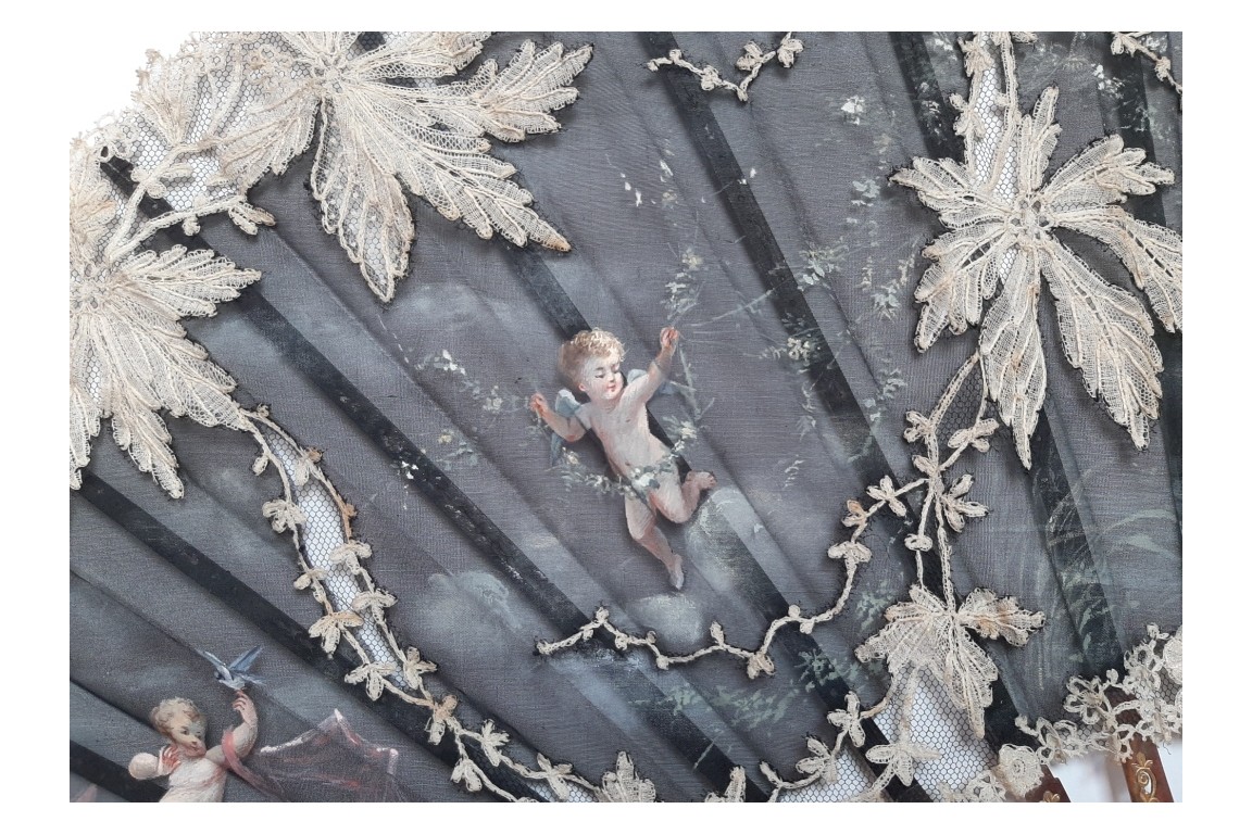 Les cupidons d'Aubert, éventail vers 1885-95