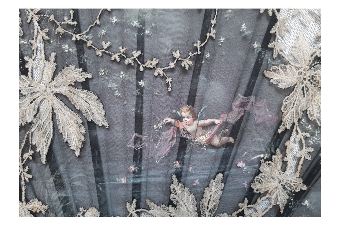 Angels by Aubert, fan circa 1885-95