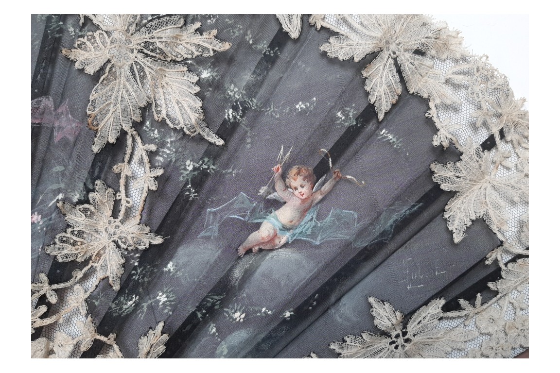 Les cupidons d'Aubert, éventail vers 1885-95