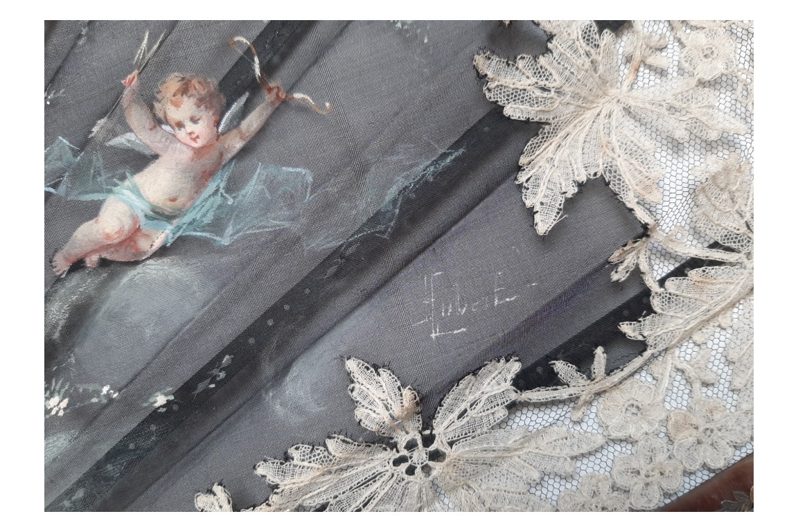 Angels by Aubert, fan circa 1885-95