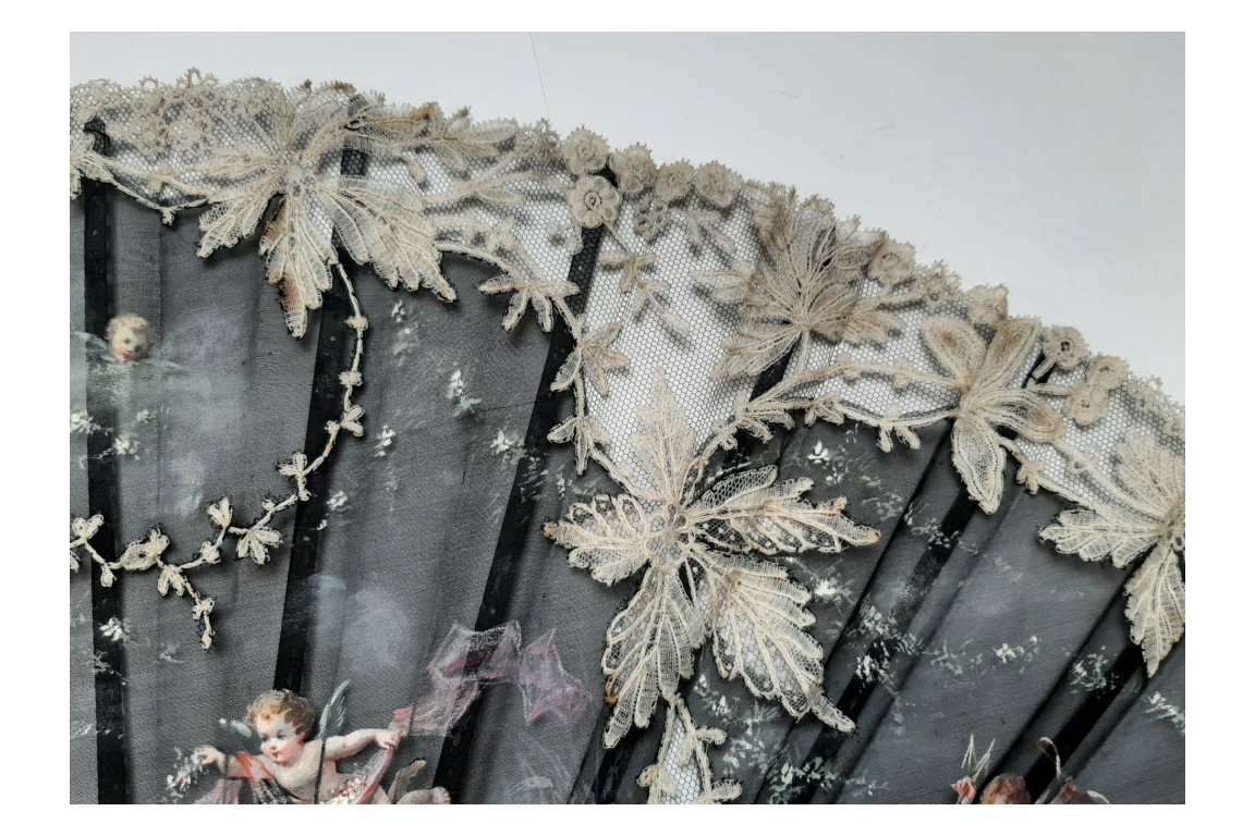 Angels by Aubert, fan circa 1885-95
