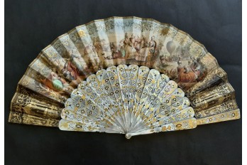 Souvenir of the hot air balloon, fan circa 1860